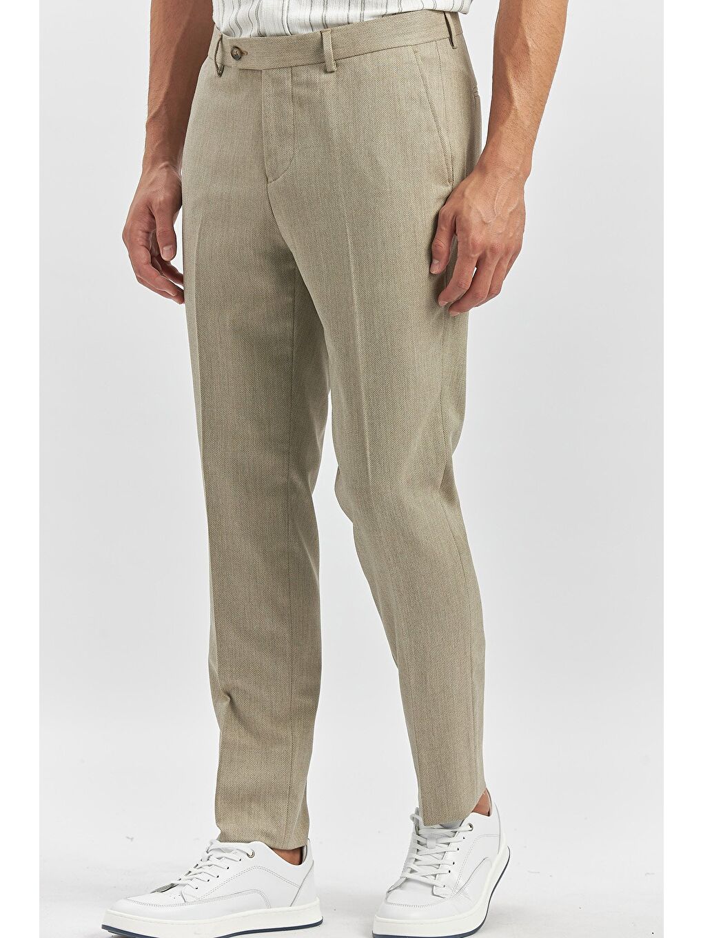 Bej Esnek Yandan Cepli Slim Fit Classic Erkek Pantolon 1003240165-2