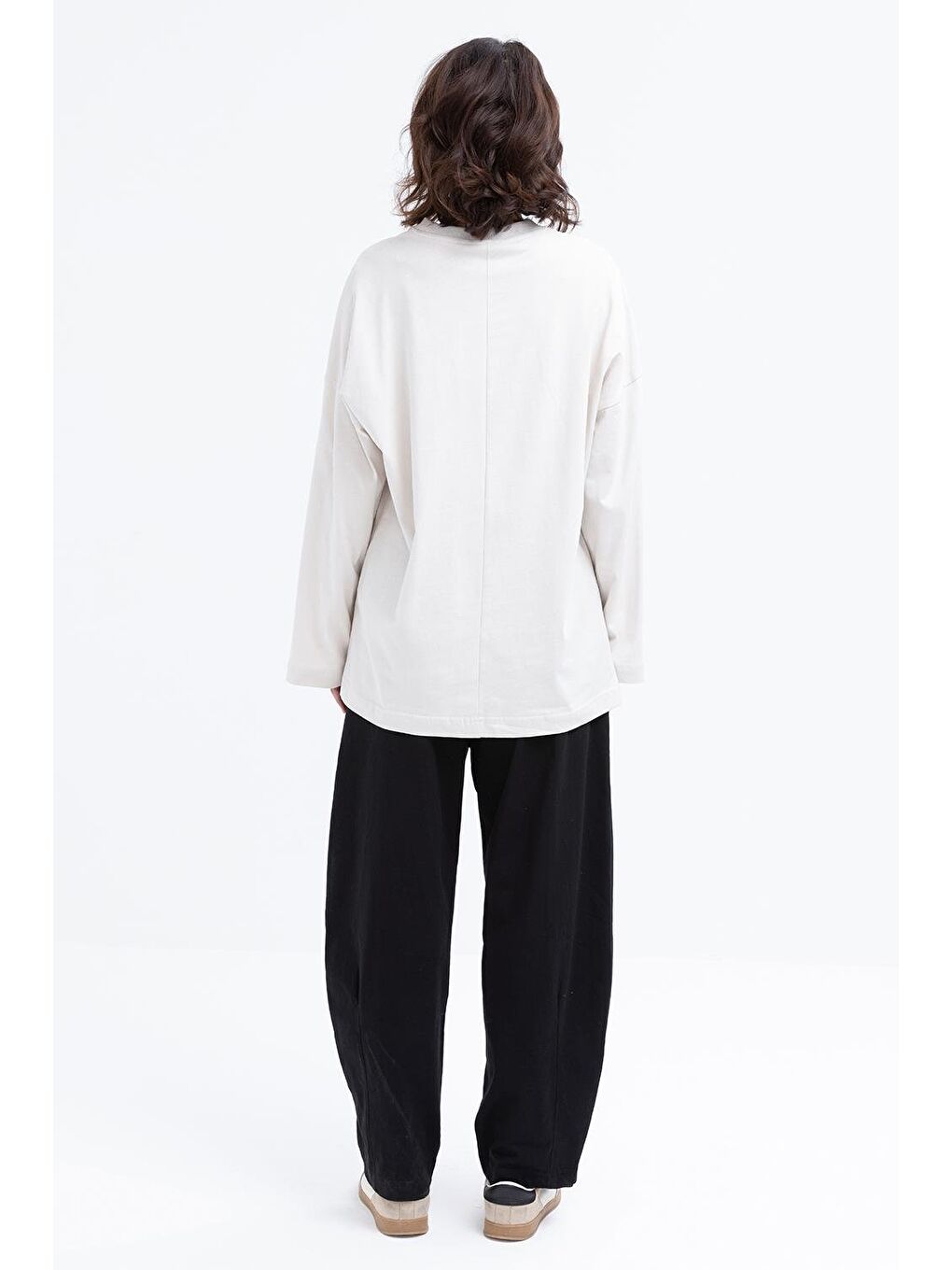 Bej Taş-Yakası Ribanalı Sweat-3