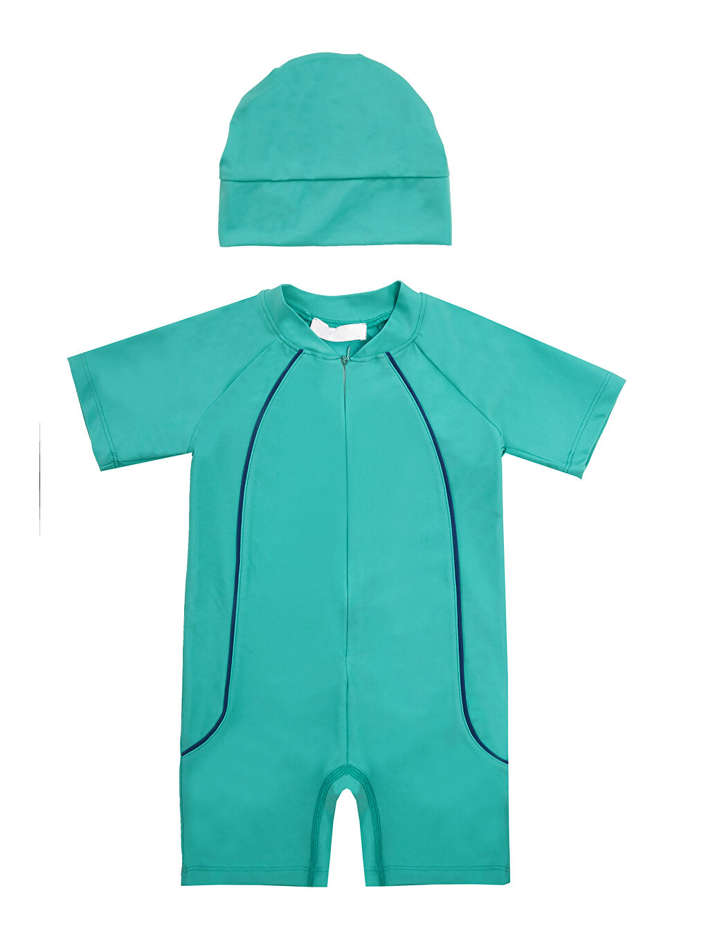 Yeşil UV Korumalı Tulum Kısa Kollu Şortlu Çocuk Yüzücü Mayo Clous 5155 Mint01