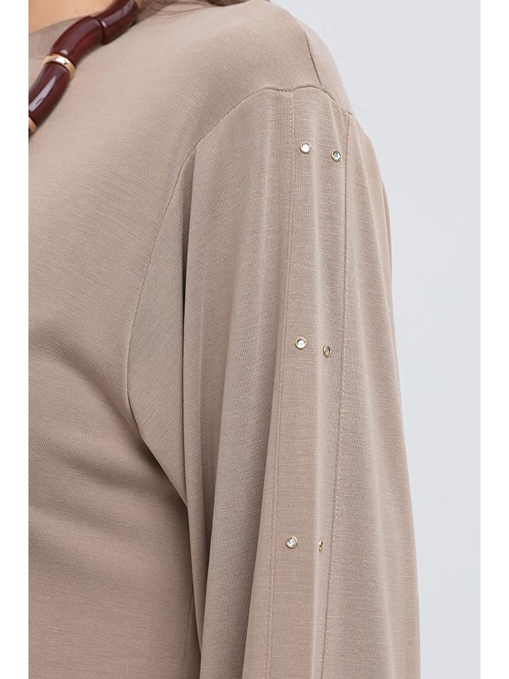 Bej Vizon-Taş Detaylı Sweat-3