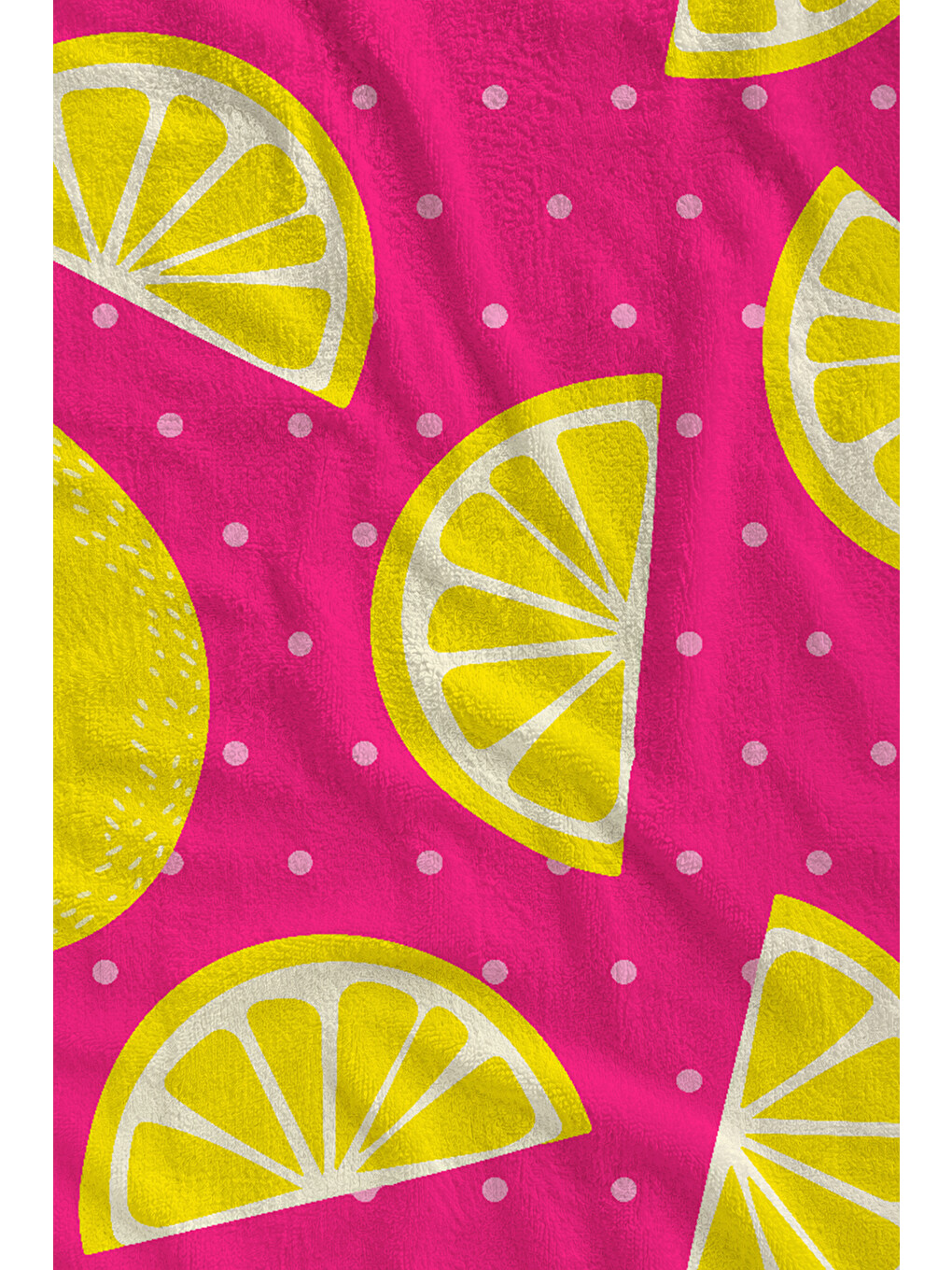 Pembe Zemin Sarı Limon Desenli 70x150 Cm Dijital Baskılı Plaj Ve Banyo Havlusu