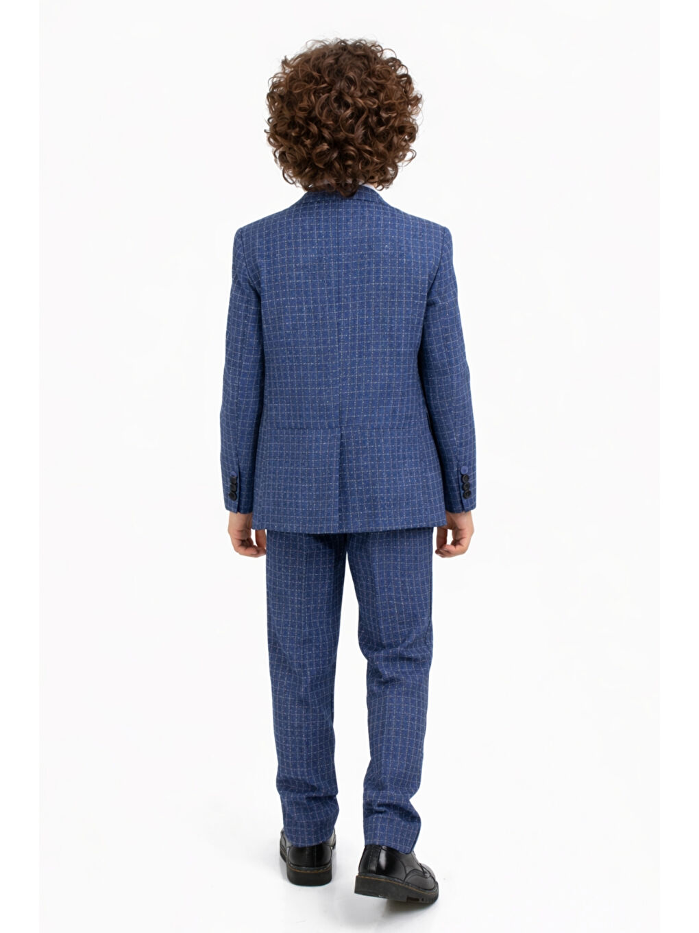 Mavi Erkek Çocuk Slim Fit Dokulu Çizgili Klasik Takım Elbise Ak197-198-3