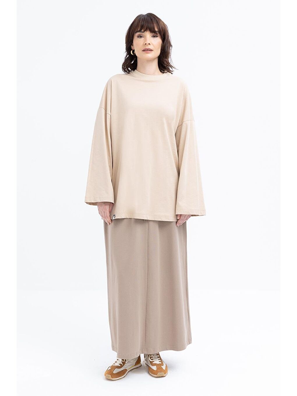 Bej-Yakası Ribanalı Sweat-1