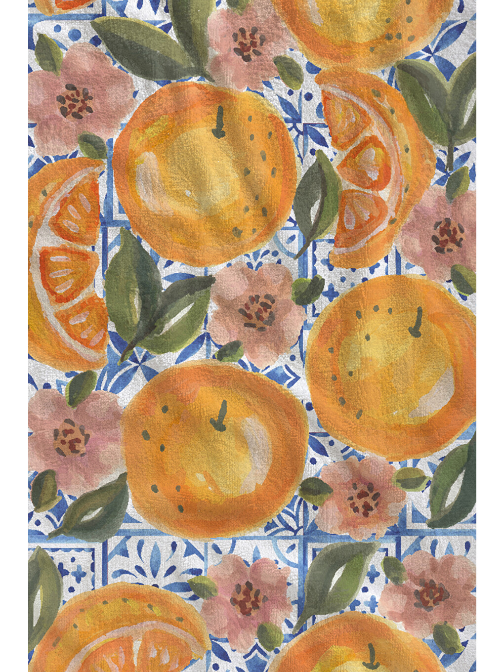 Turuncu Limon Narenciye Bahçesi Desenli 70x150 Cm Dijital Baskılı Plaj Ve Banyo Havlusu-1