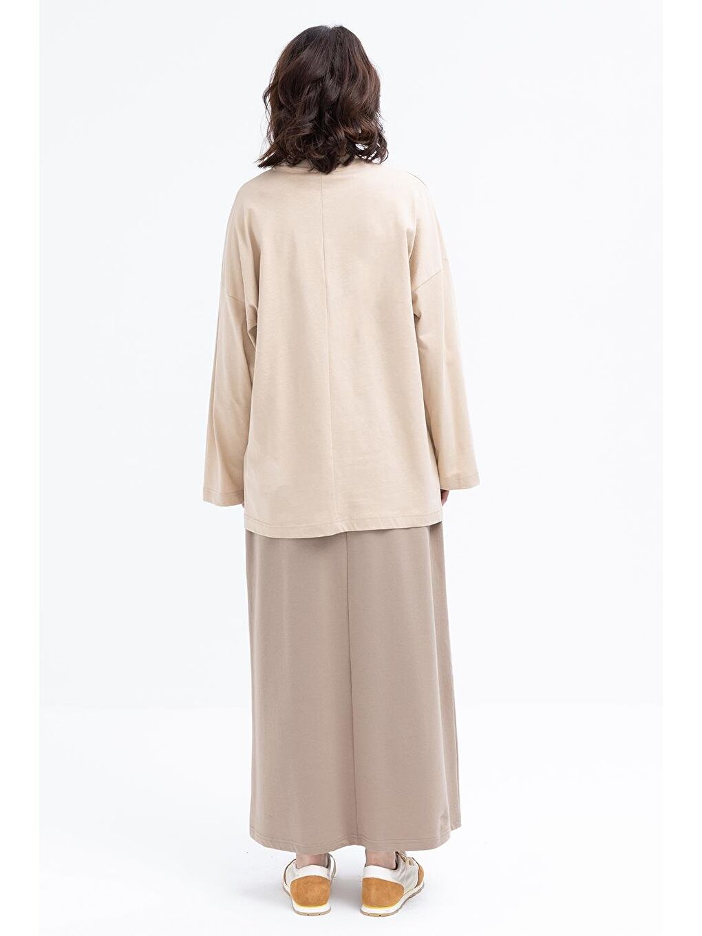 Bej-Yakası Ribanalı Sweat-3