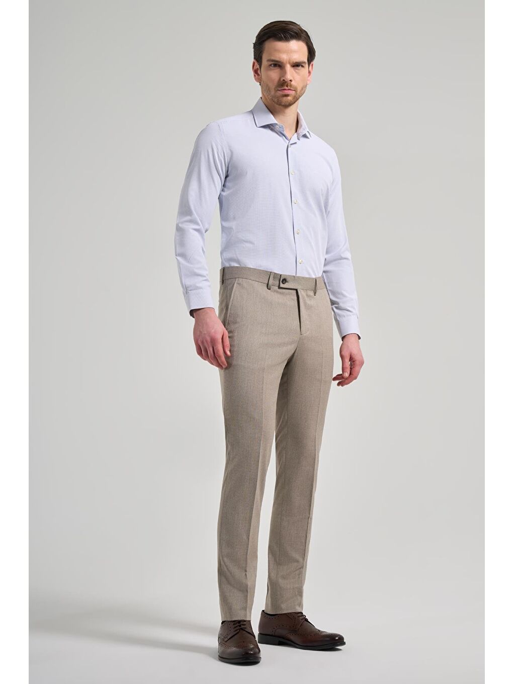 Bej Esnek Yandan Cepli Slim Fit Classic Erkek Pantolon 1003250160-1