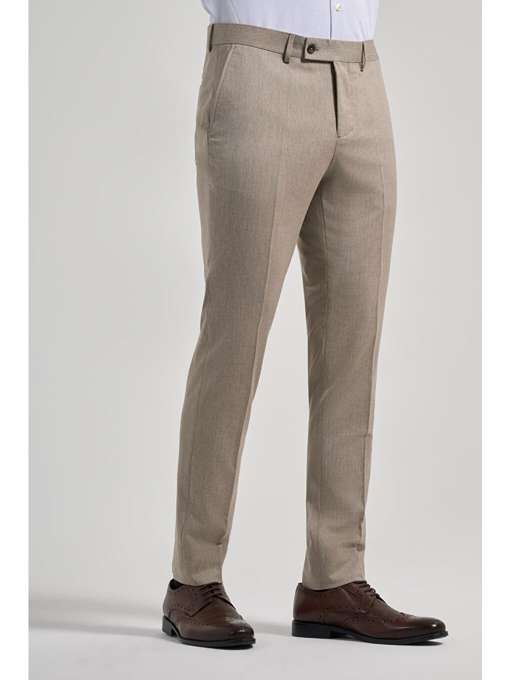 Bej Esnek Yandan Cepli Slim Fit Classic Erkek Pantolon 1003250160-2