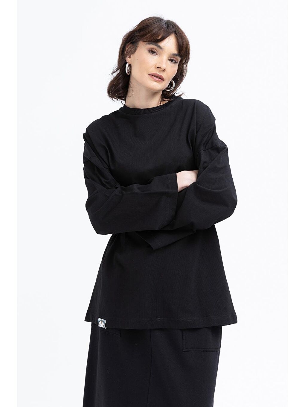 Siyah-Yakası Ribanalı Sweat