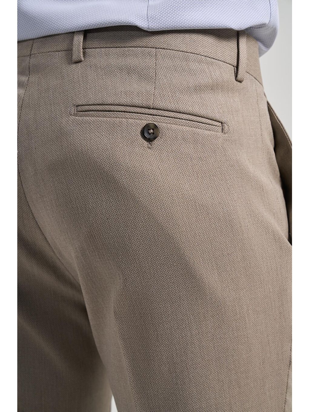 Bej Esnek Yandan Cepli Slim Fit Classic Erkek Pantolon 1003250160-4