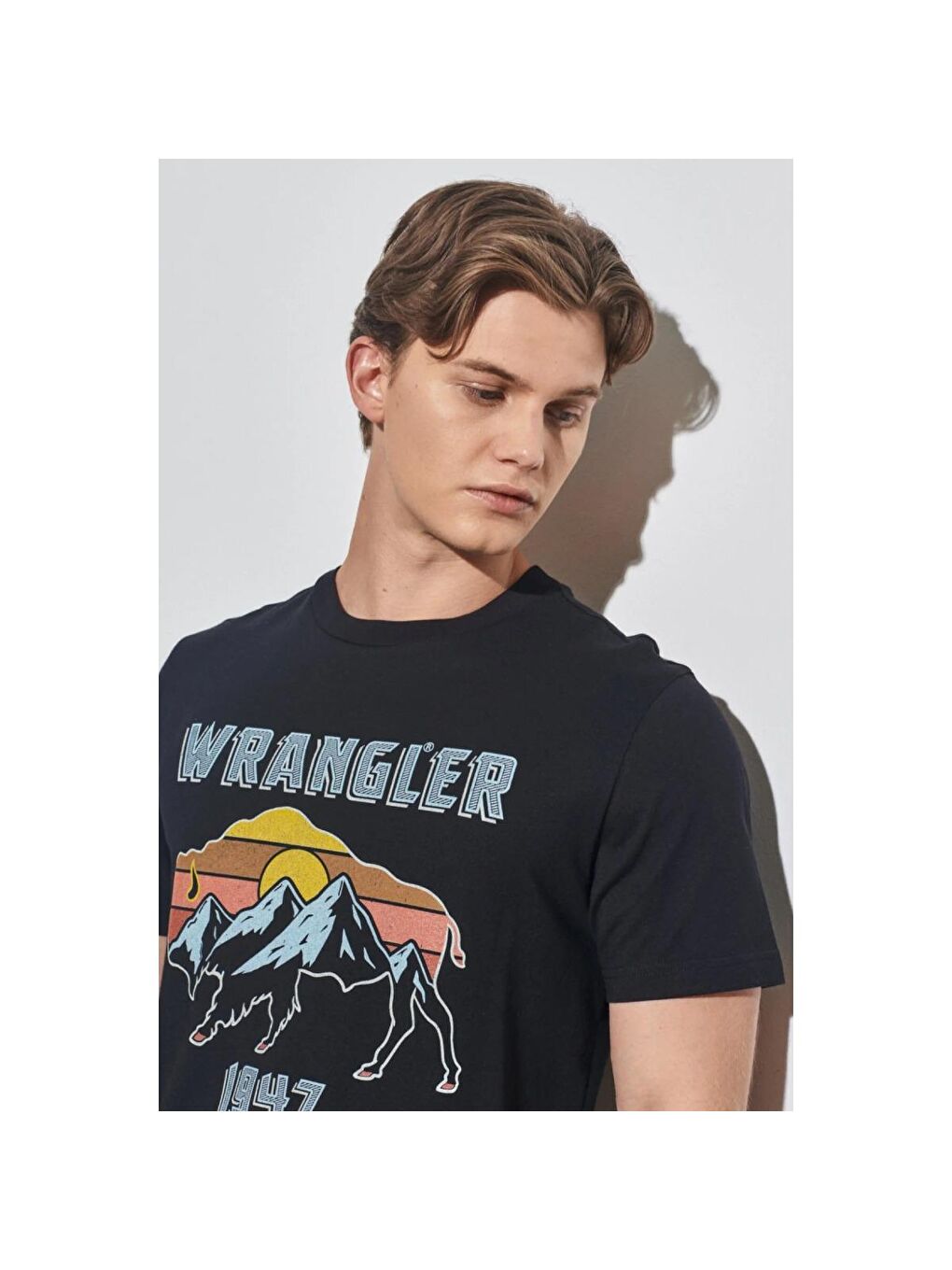 Wrangler Siyah Erkek Siyah Bisiklet Yaka Tişört - 2