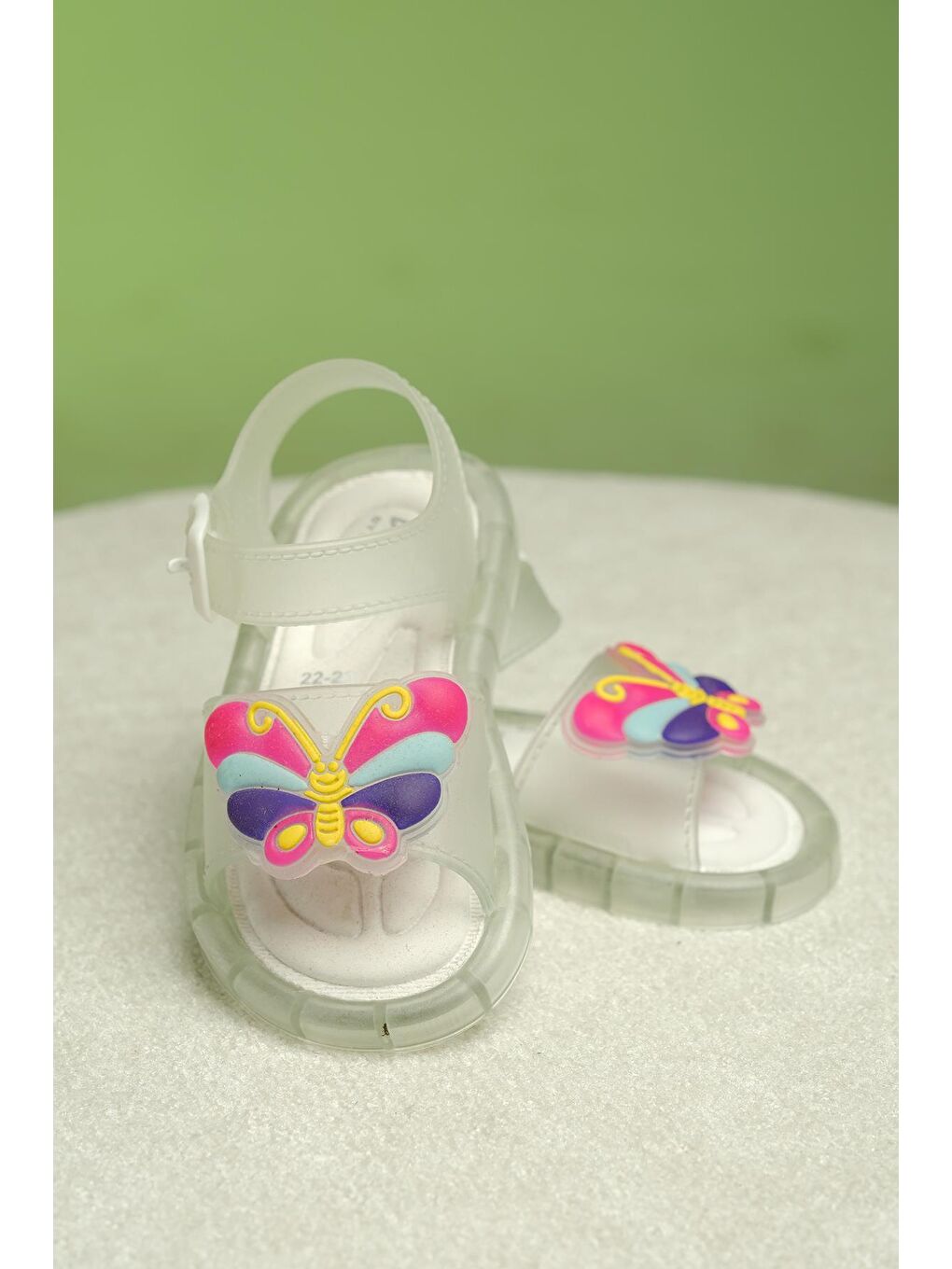 Beyaz Eva Işıklı Kaydırmaz Tabanlı Figürlü Unisex Çocuk Sandalet Terlik-1