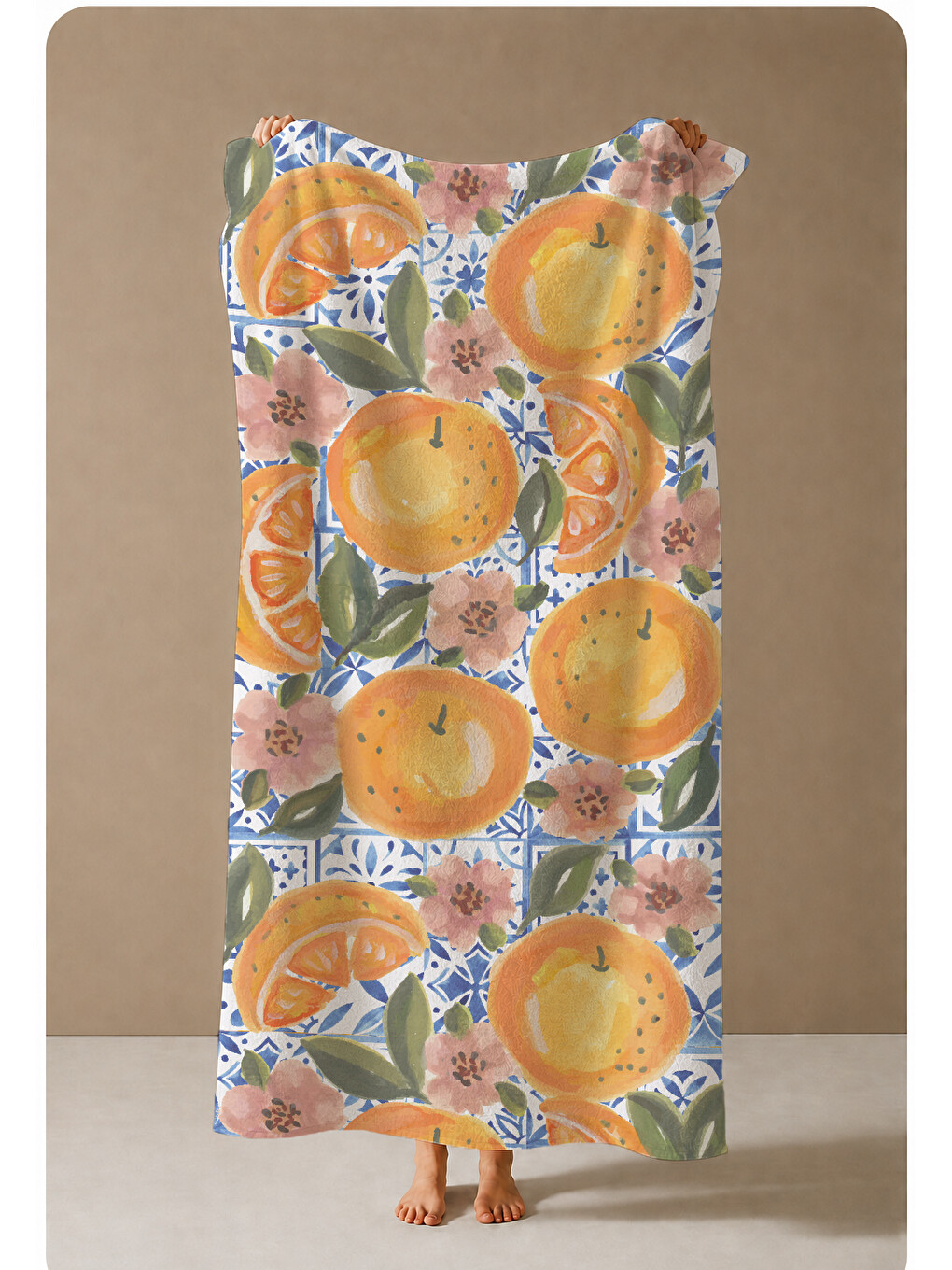Turuncu Limon Narenciye Bahçesi Desenli 70x150 Cm Dijital Baskılı Plaj Ve Banyo Havlusu-3