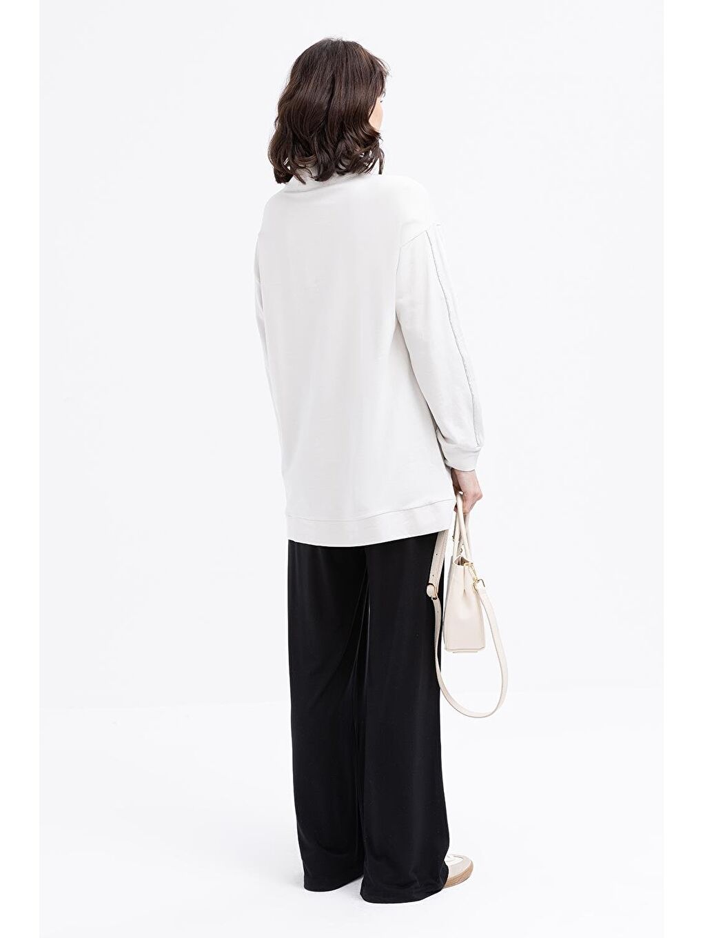 Bej Taş-Arabiyeli Fermuarlı Sweat-3