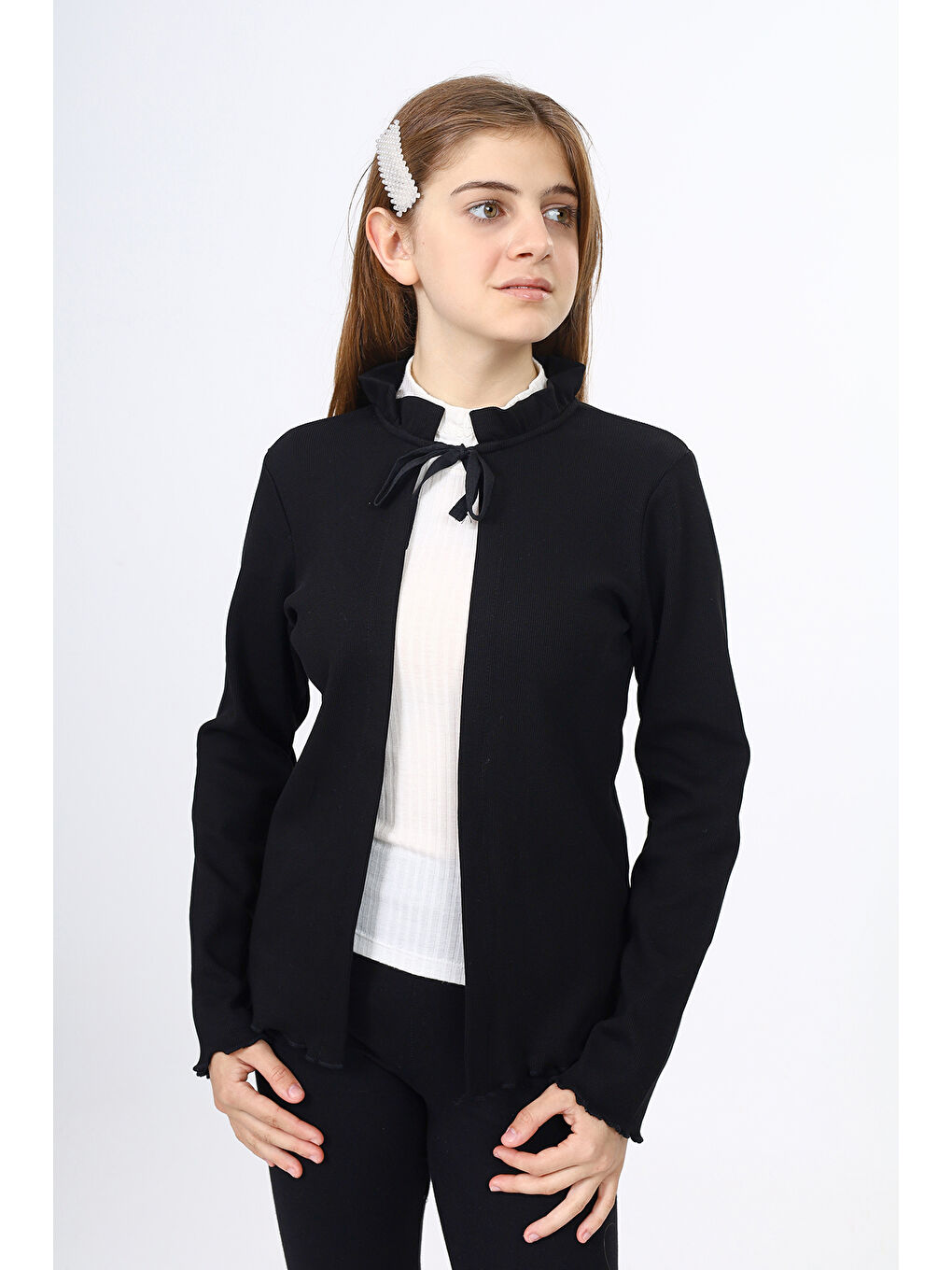 Siyah Kız Çocuk Okul Hırka-1