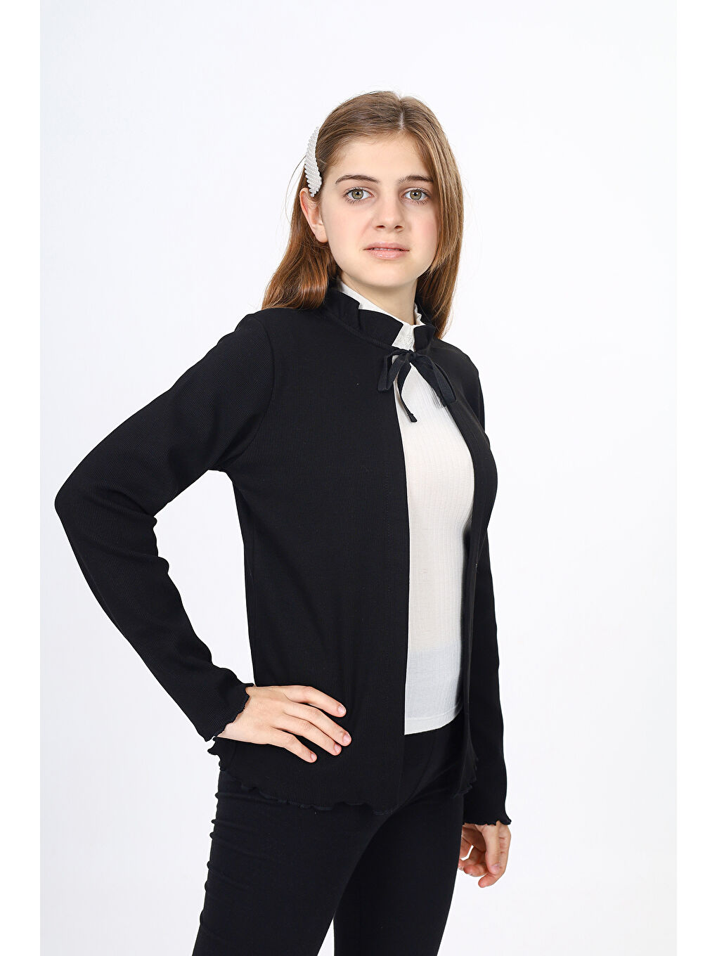 Siyah Kız Çocuk Okul Hırka-3