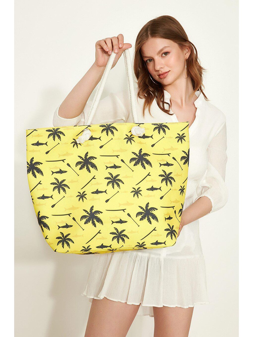 Sarı Y2670-19 Kadın Plaj Çantası Çok Renkli-2