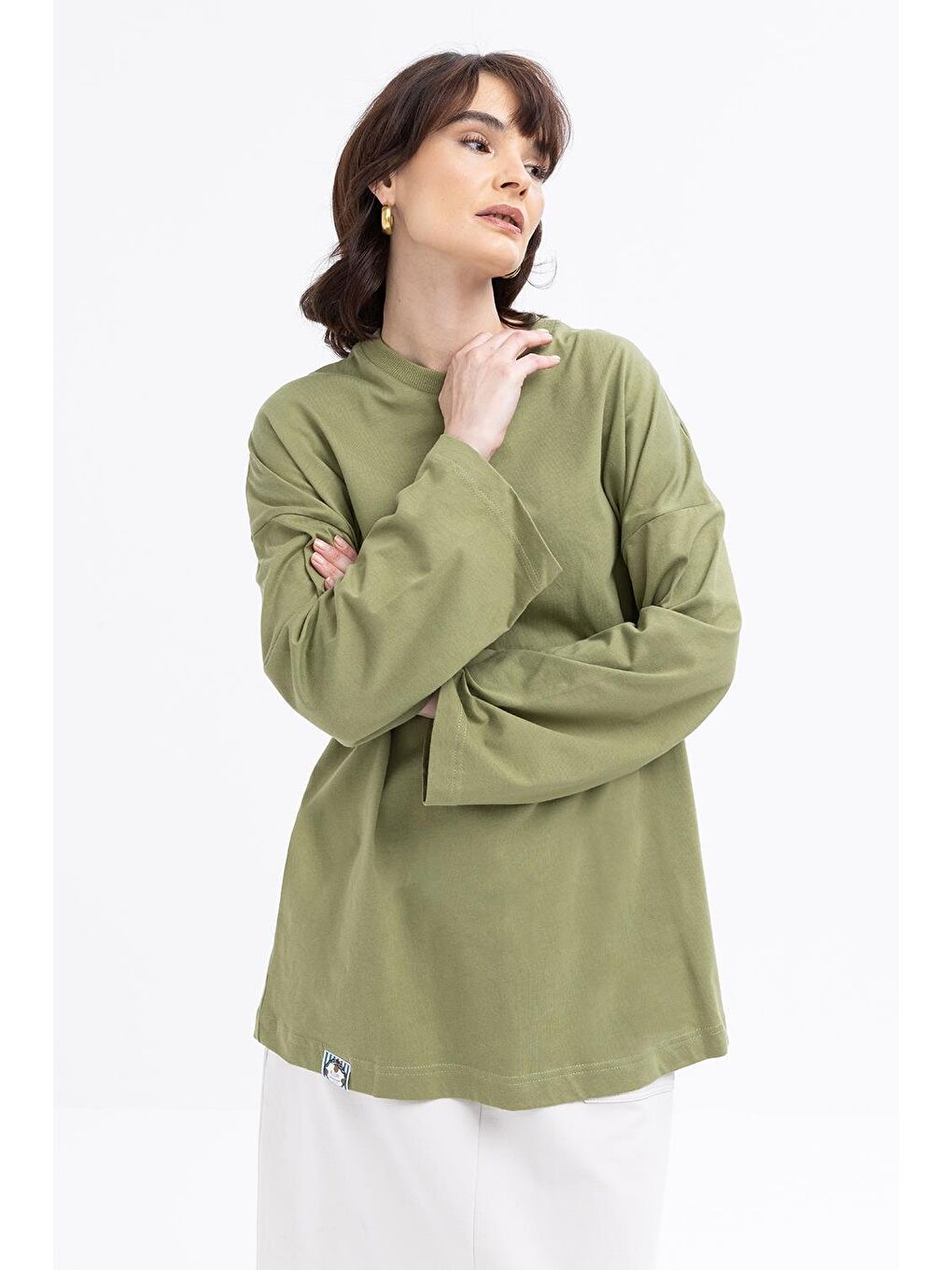 Haki-Yakası Ribanalı Sweat