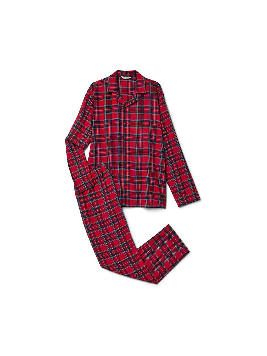 Erkek Flanel Pijama Takımı, Kırmızı Kareli-2