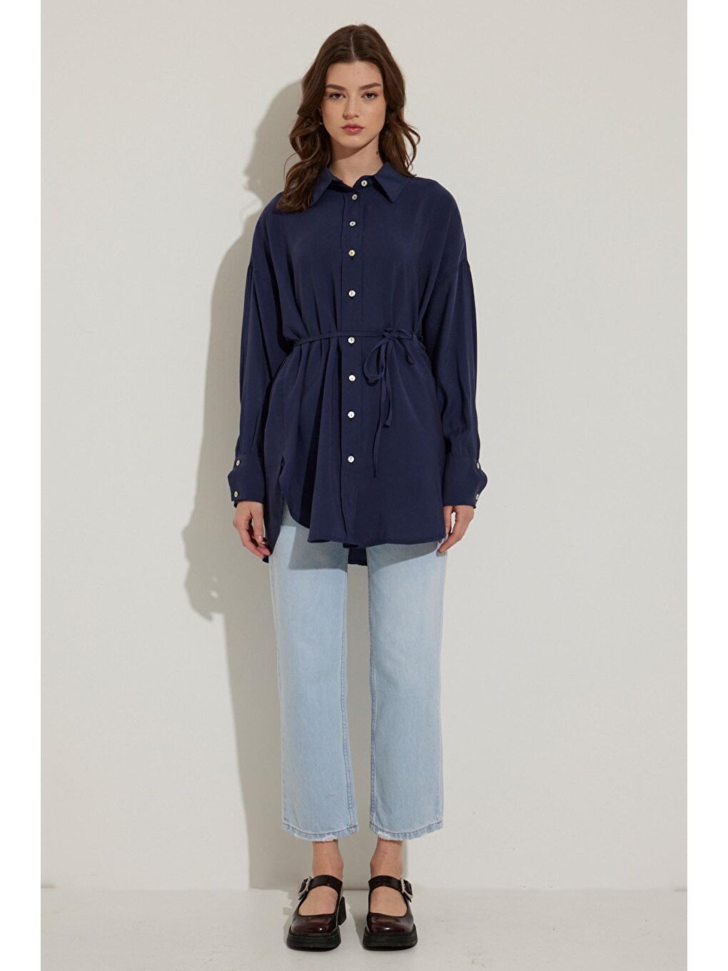 Modal Gömlek - Lacivert-3