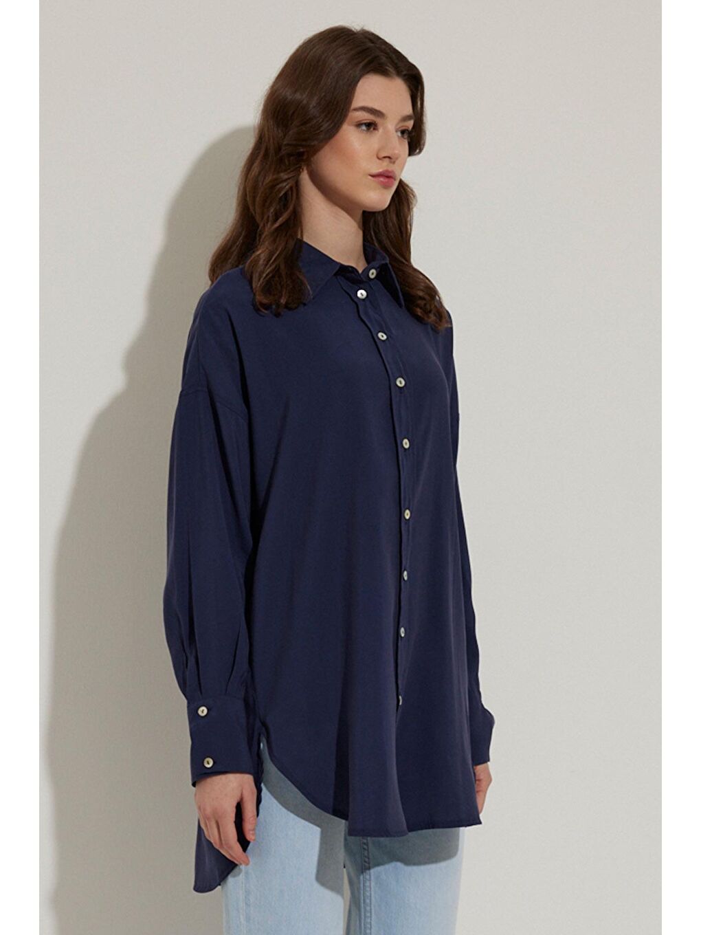 Modal Gömlek - Lacivert-4
