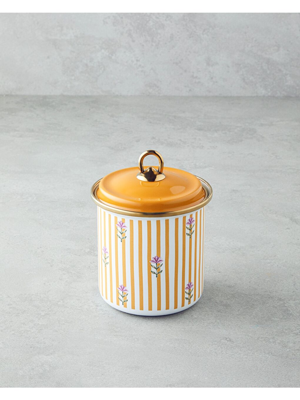 Sarı Retro Petal Emaye Baharatlik-1