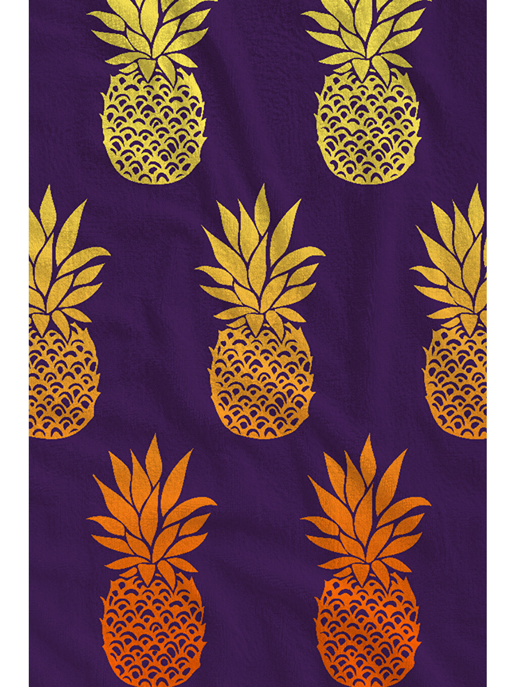 Mor Turuncu Ananas Desenli 70x150 Cm Dijital Baskılı Plaj Ve Banyo Havlusu-1