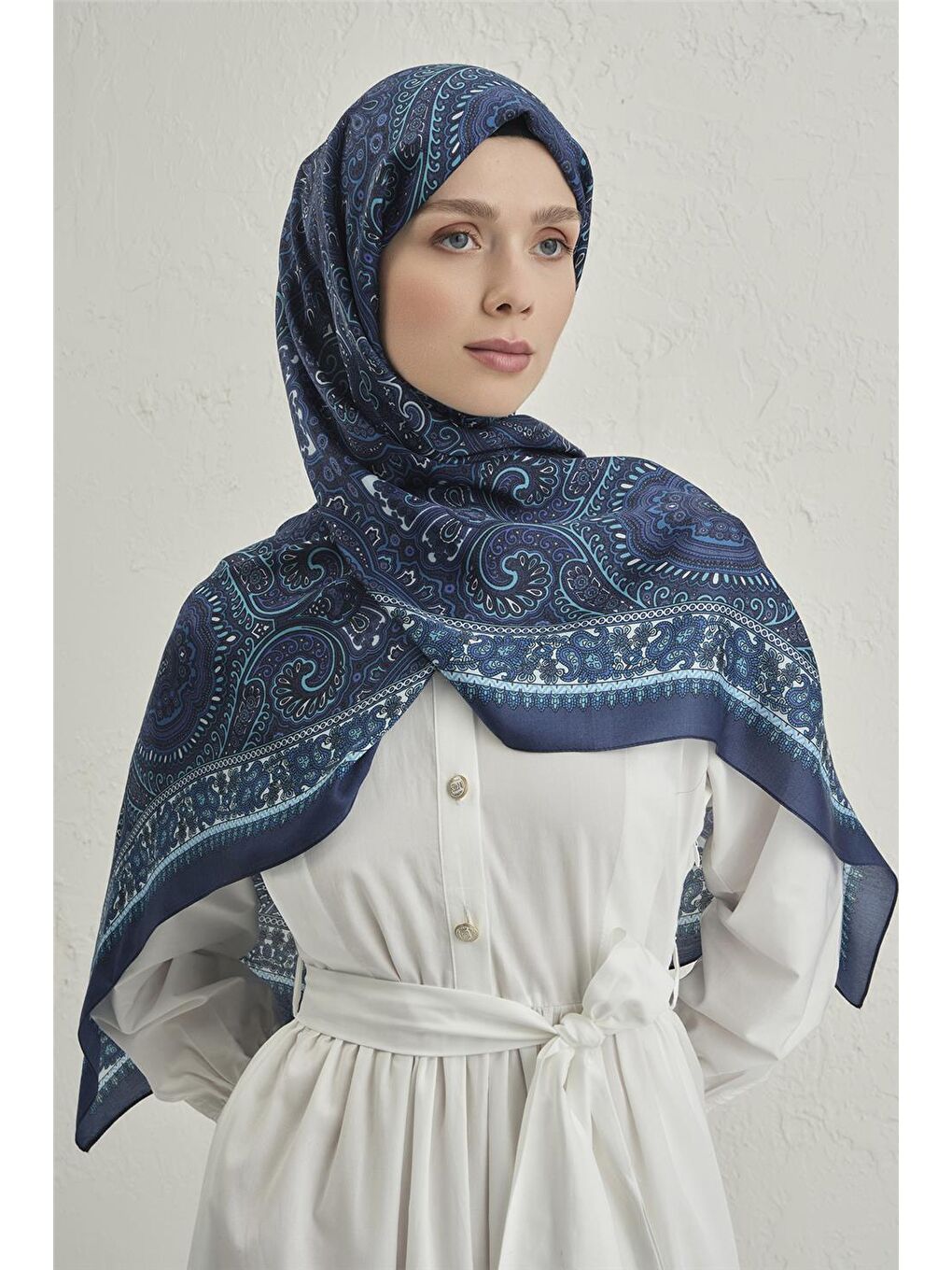 Mavi Premium Pure Etnik Desen Şal 3 06-1