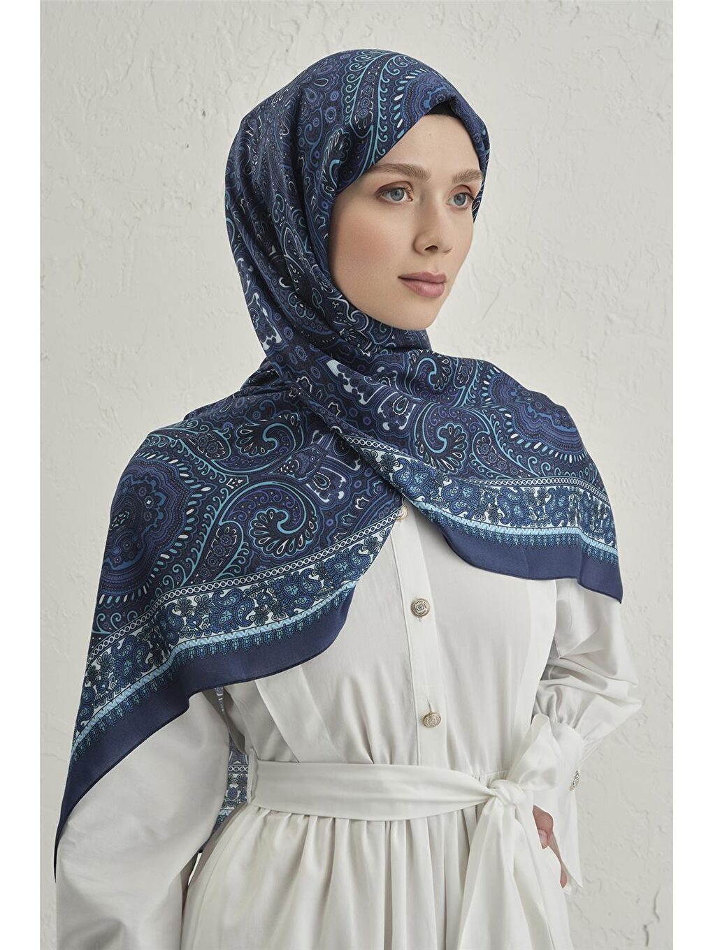 Mavi Premium Pure Etnik Desen Şal 3 06-3