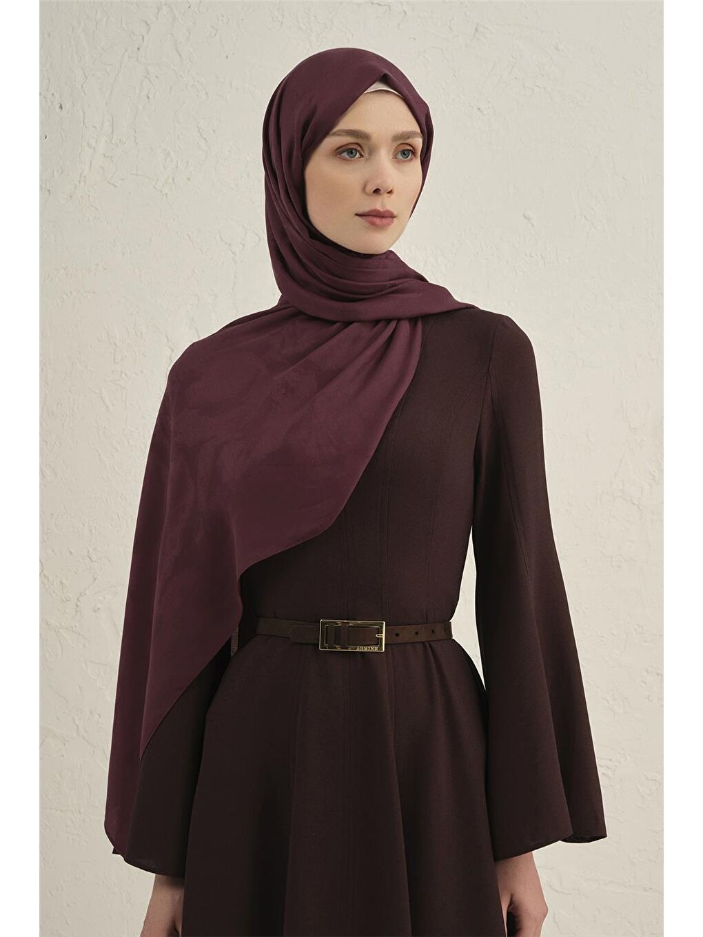 Bordo Lyocell Viscon Dalga Desen Şal 1 32