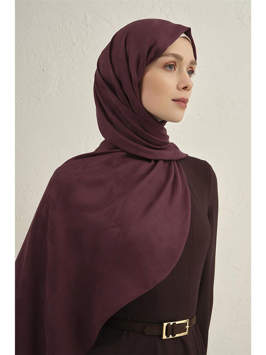 Bordo Lyocell Viscon Dalga Desen Şal 1 32-1