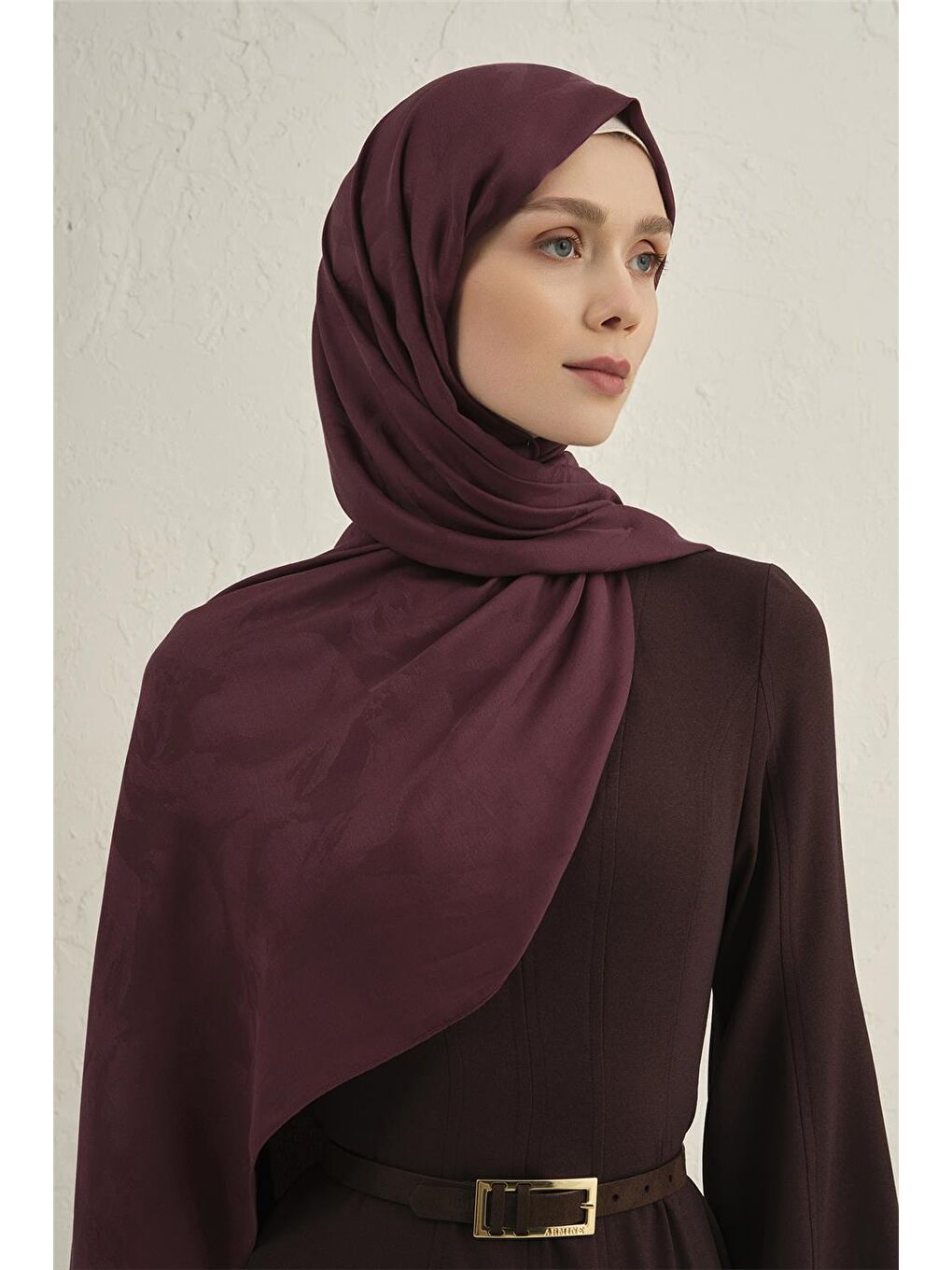 Bordo Lyocell Viscon Dalga Desen Şal 1 32-2