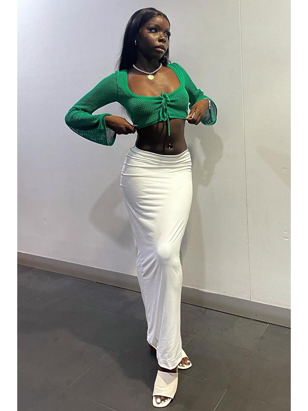 Ekru Maxi Basic Etek Mg1890-1