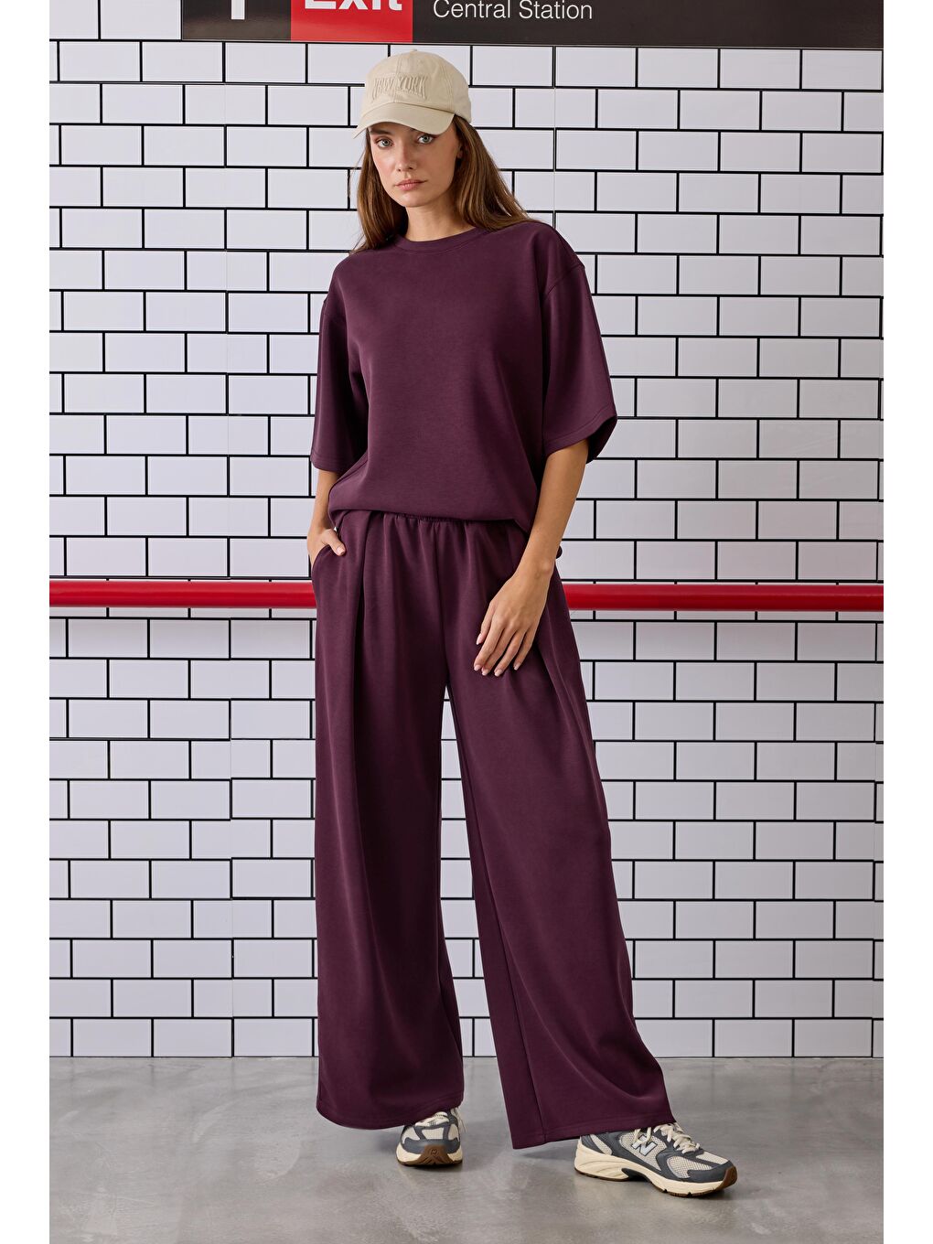 Örme Modal Pantolon Bordo-1