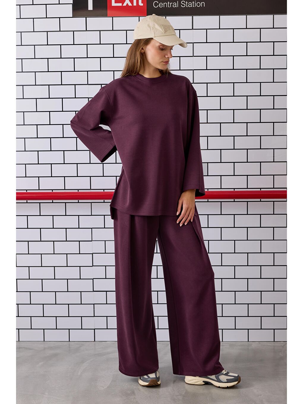 Örme Modal Pantolon Bordo-2