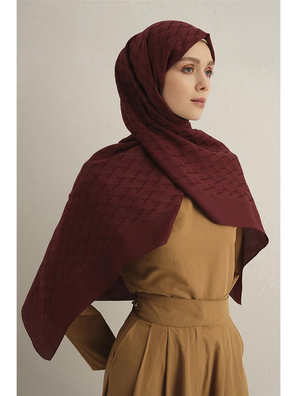 Bordo Pamora Aa Monogram Şal 3 32-1