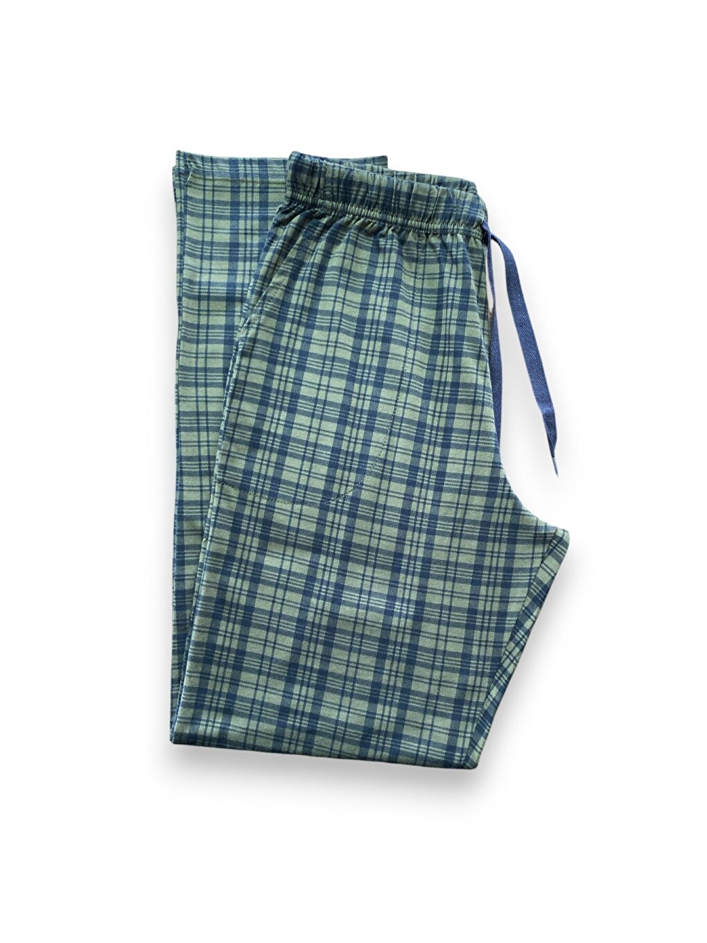 Yeşil Erkek %100 Doğal Pamuk Yüksek Kaliteli Rahat Kalıp Basic Pijama Takımı-2
