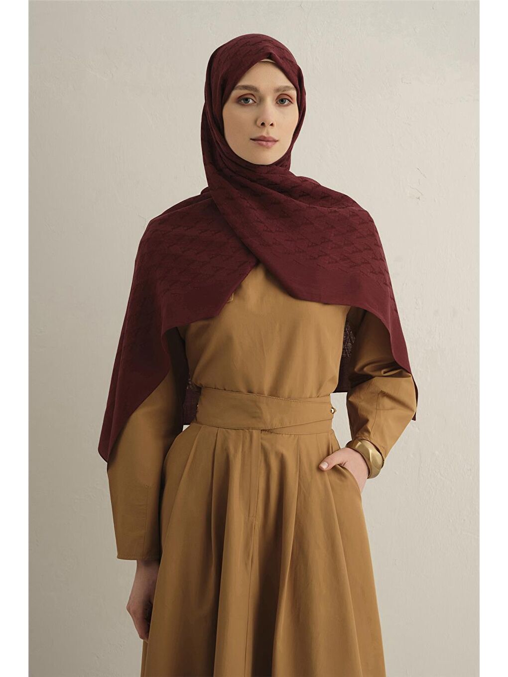 Bordo Pamora Aa Monogram Şal 3 32-2