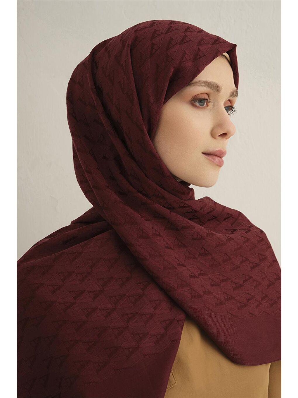 Bordo Pamora Aa Monogram Şal 3 32-3
