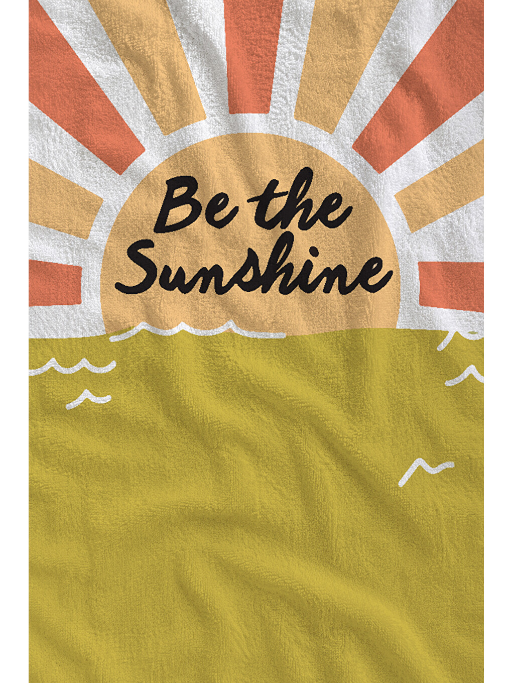 Hardal Turuncu Be The Sunshine Güneş Desenli 70x150 Cm Dijital Baskılı Plaj Ve Banyo Havlusu-1