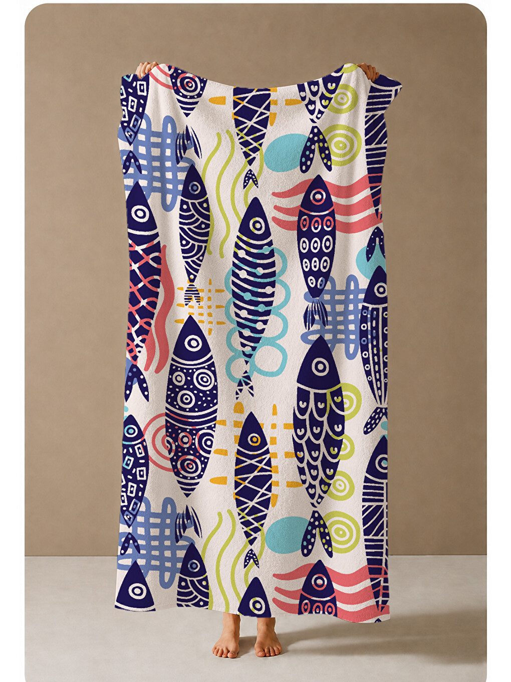 Pembe Renkli Balık Desenli 70x150 Cm Dijital Baskılı Plaj Ve Banyo Havlusu-3