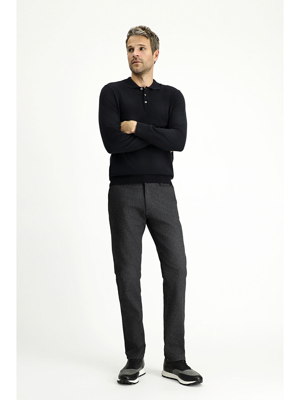 Antrasit Relax Fit Rahat Kesim Elastanlı Kanvas / Chino Pantolon