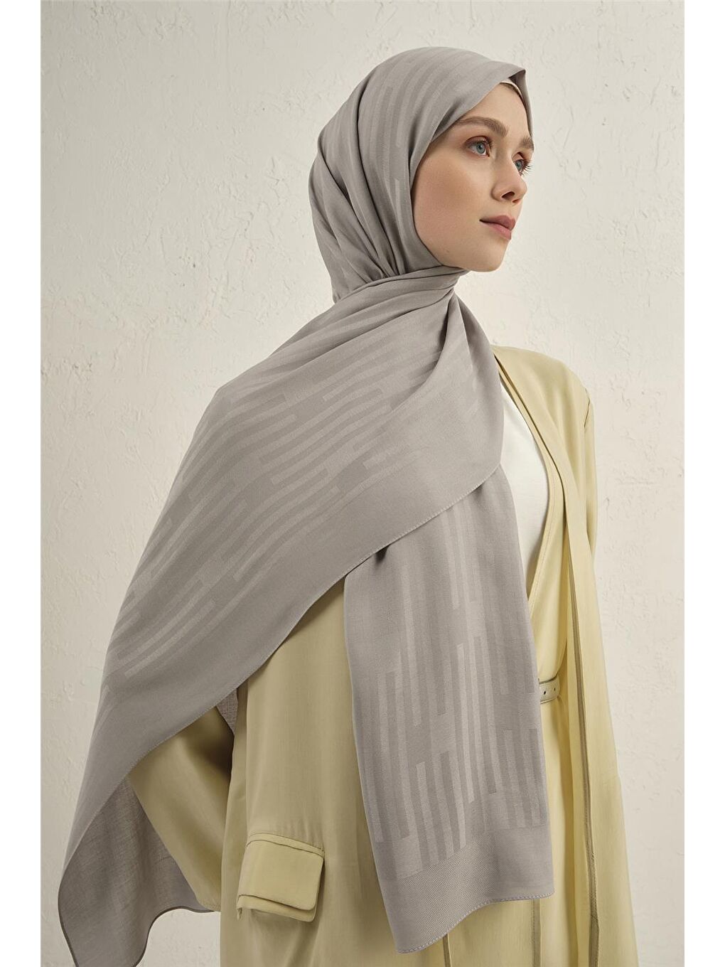 Gri Lyocell Viscon Stripes Şal 2 20