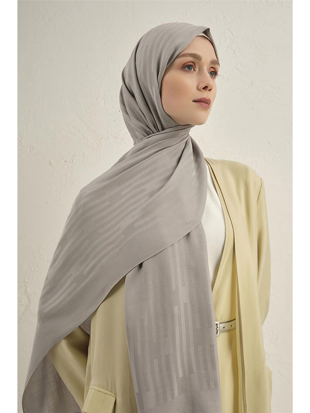 Gri Lyocell Viscon Stripes Şal 2 20-1