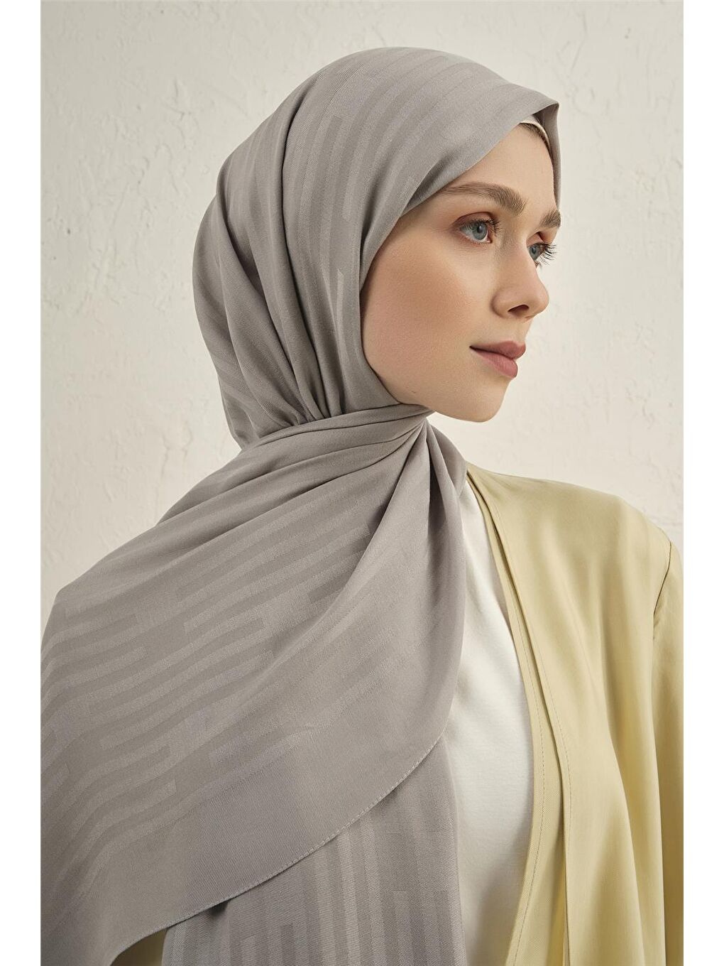 Gri Lyocell Viscon Stripes Şal 2 20-2