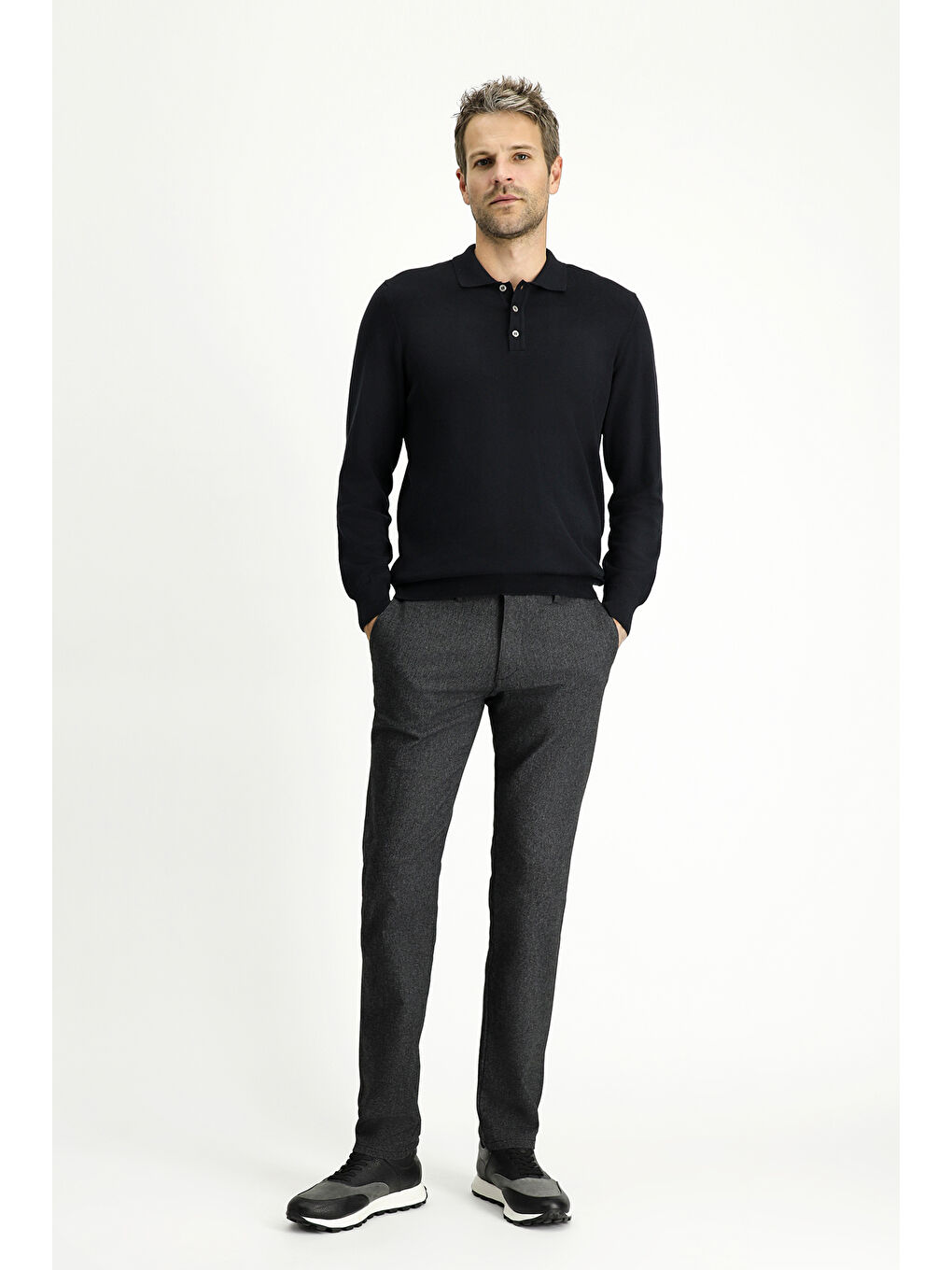 Antrasit Relax Fit Rahat Kesim Elastanlı Kanvas / Chino Pantolon-2