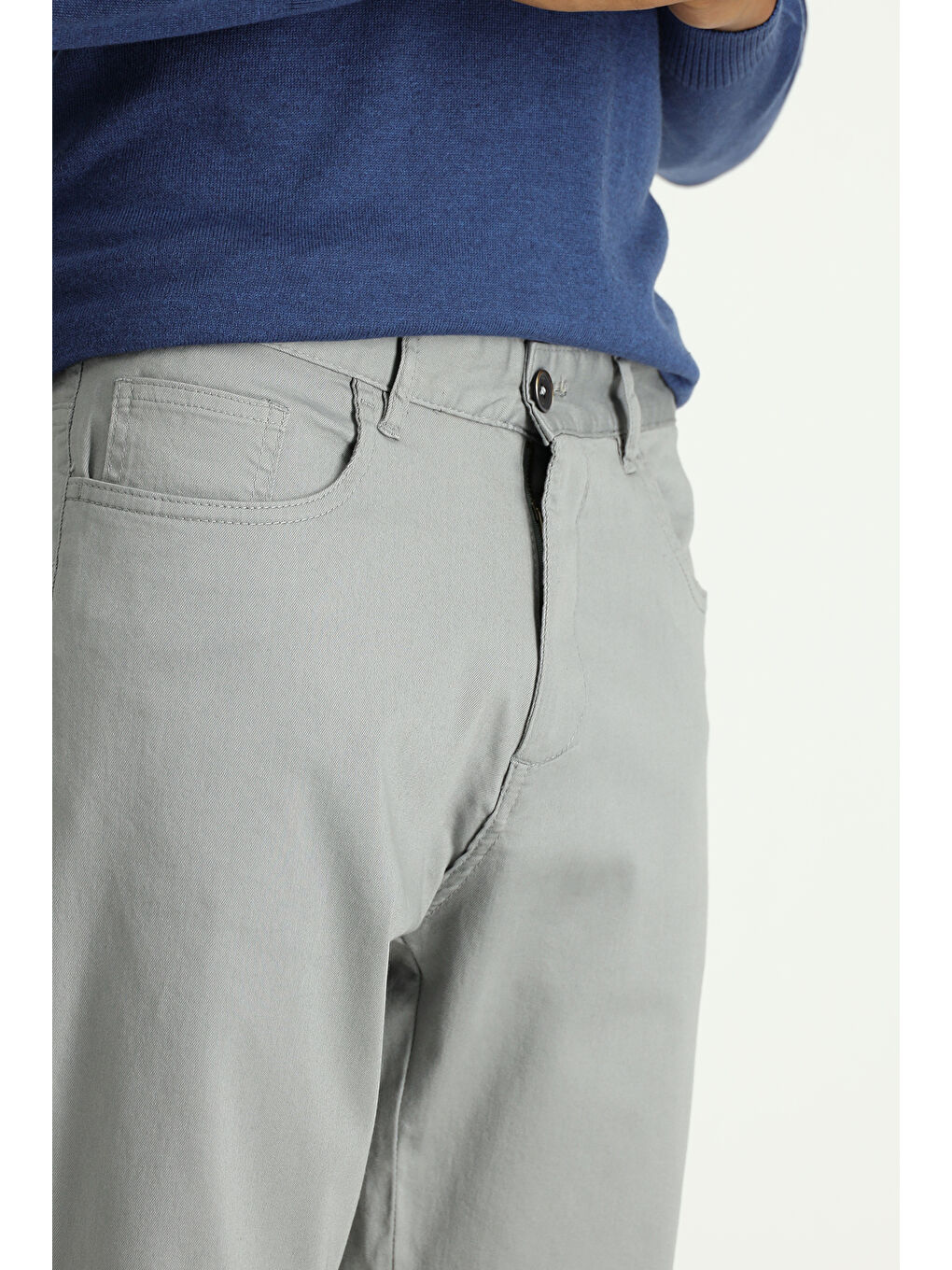 Gri Regular Fit Elastanlı Kanvas / Chino Pantolon-3