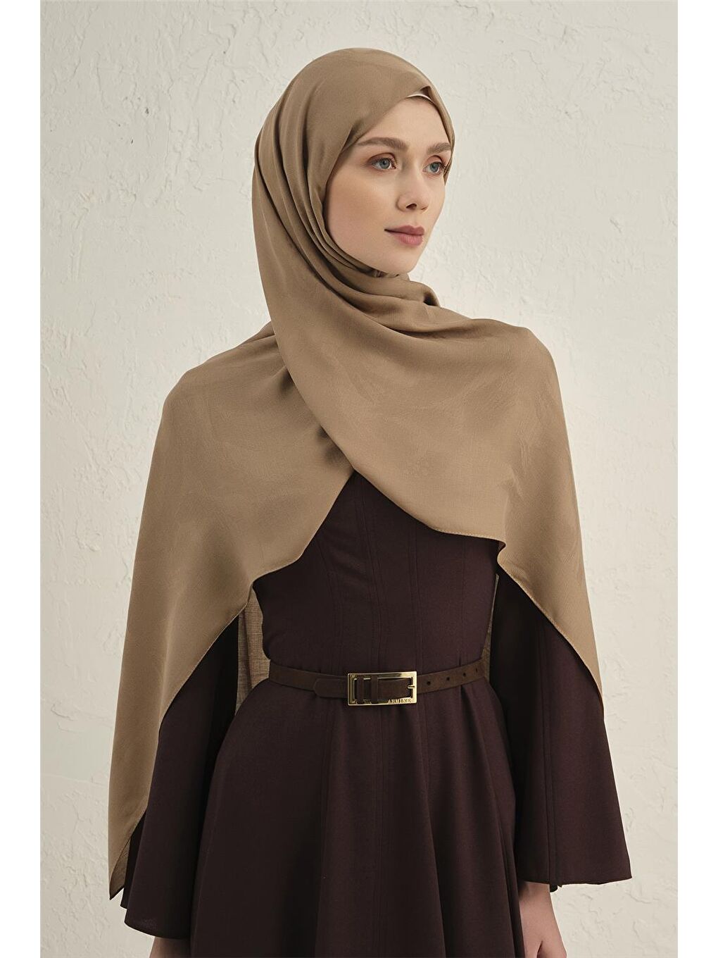 Bej Lyocell Viscon Dalga Desen Şal 1 11