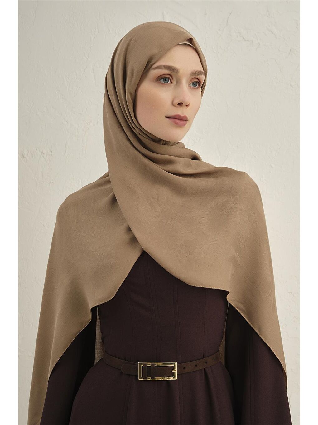 Bej Lyocell Viscon Dalga Desen Şal 1 11-1