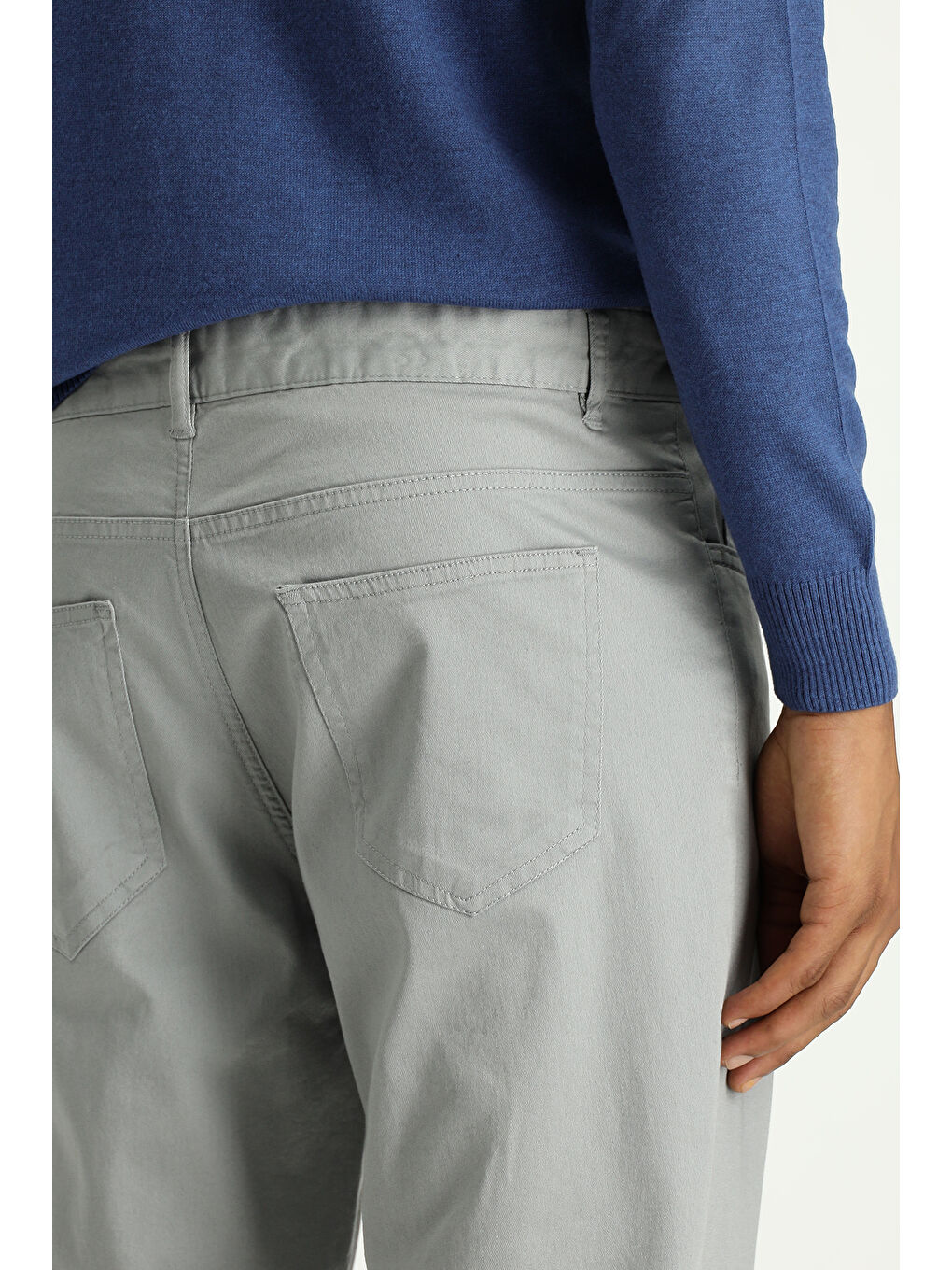 Gri Regular Fit Elastanlı Kanvas / Chino Pantolon-5