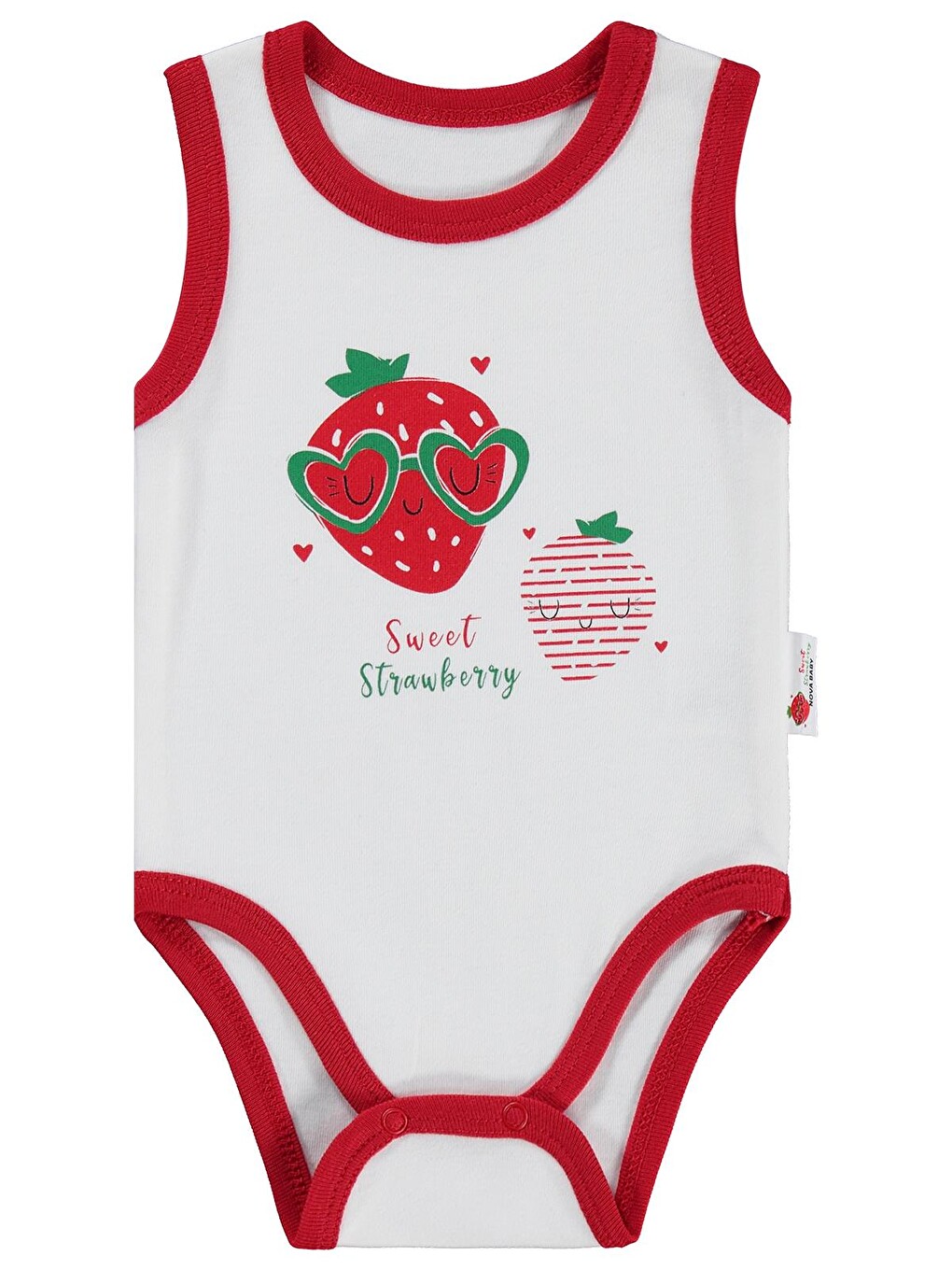 Kız Bebek Çilek Kokulu Atlet 0-9 Ay Çıtçıtlı Badi - Ekru